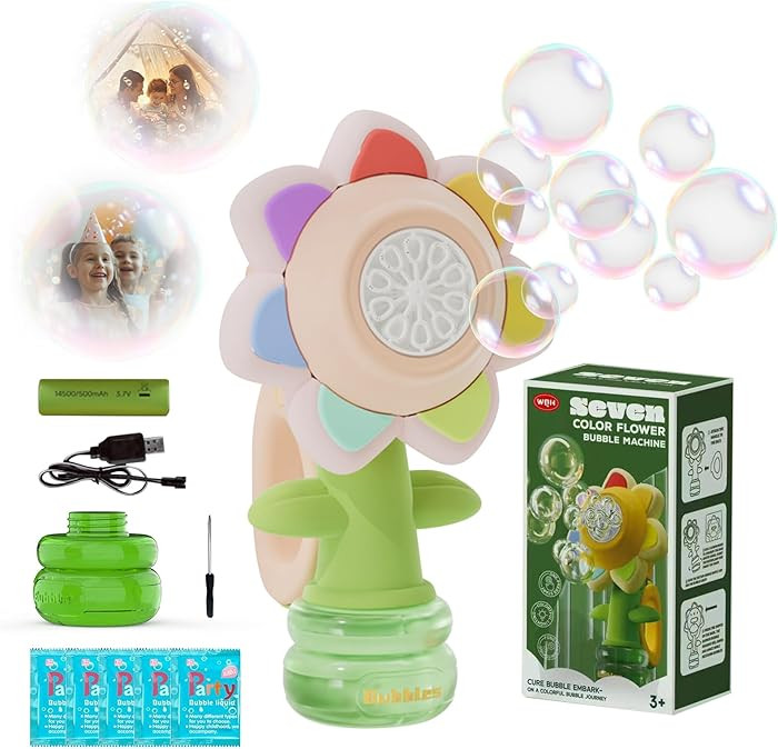 Bubble Machine for Kids, Automatic Sunflower Bubble Maker for Toddlers, Portable Battery Operated... | Amazon (US)