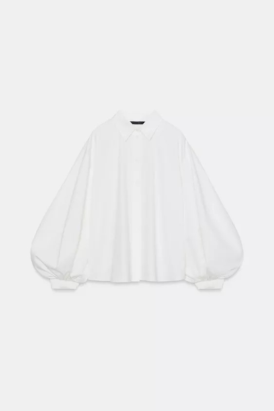 POPLIN PUFF SLEEVE SHIRT | Zara UK