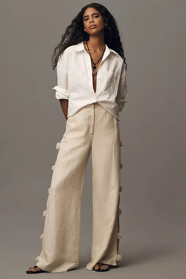 Hope for Flowers by Tracy Reese Linen Pom Pom Pants | Anthropologie (US)