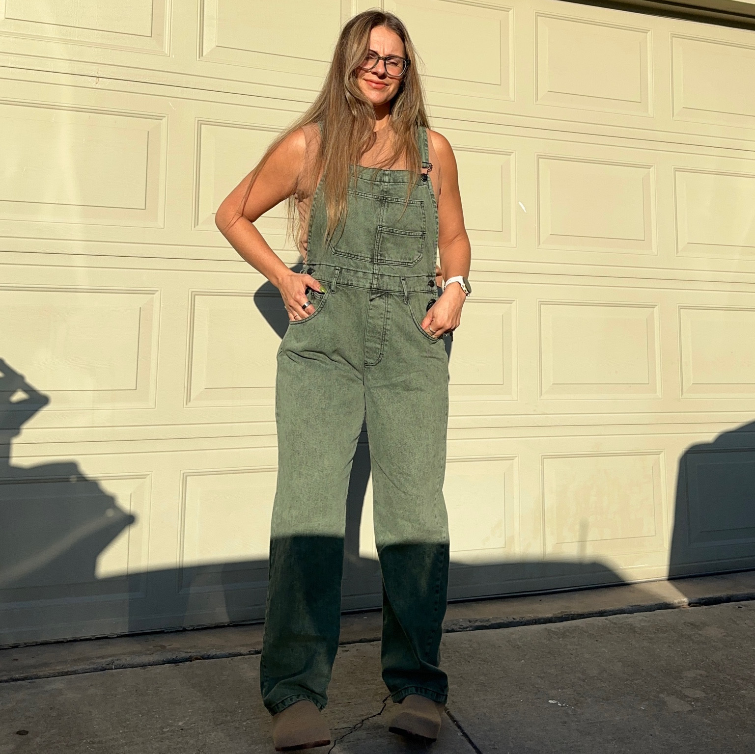 Morning sunlight but the most fun and comfy overalls to help you transition to fall 