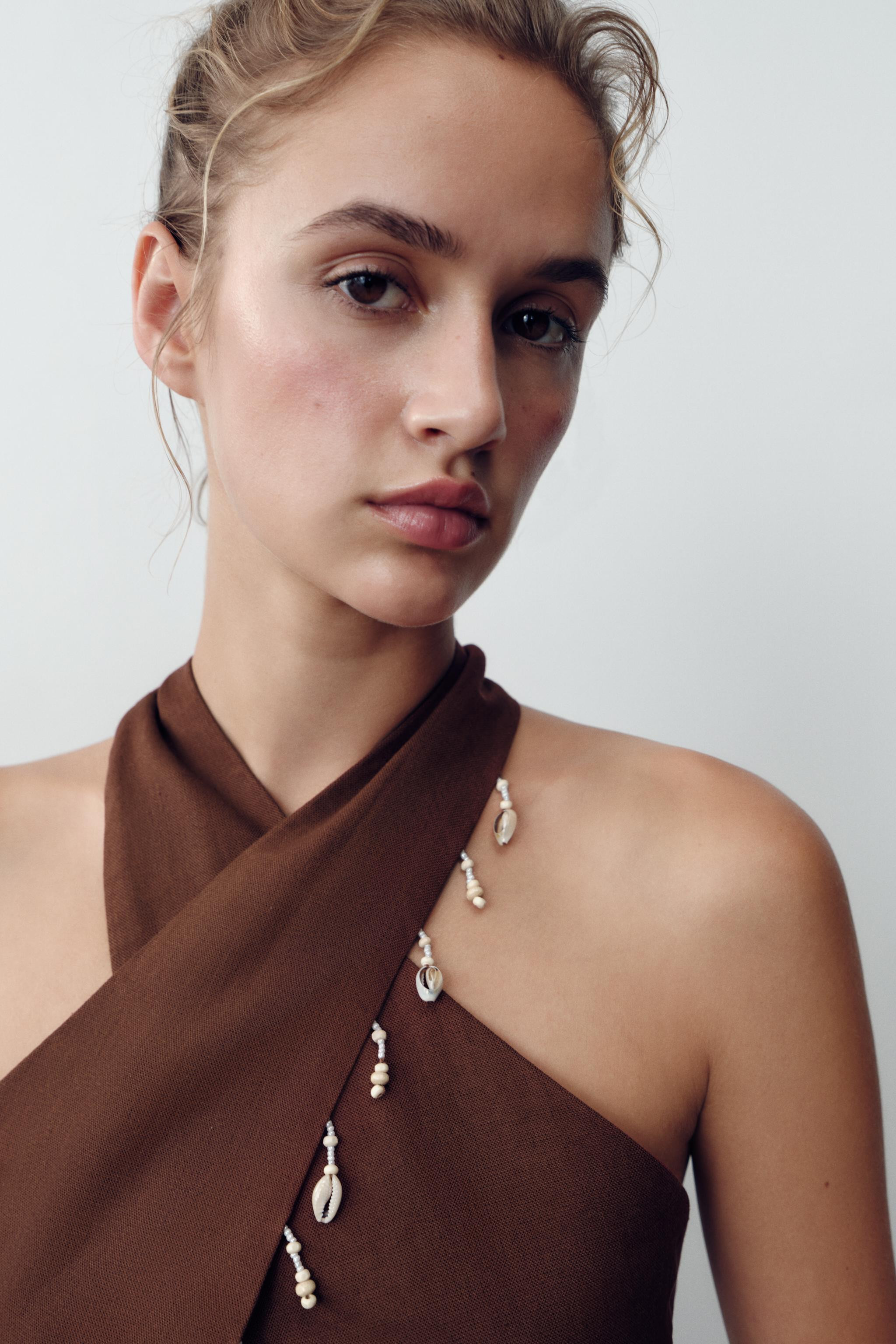 SHELL LINEN HALTER TOP | Zara US