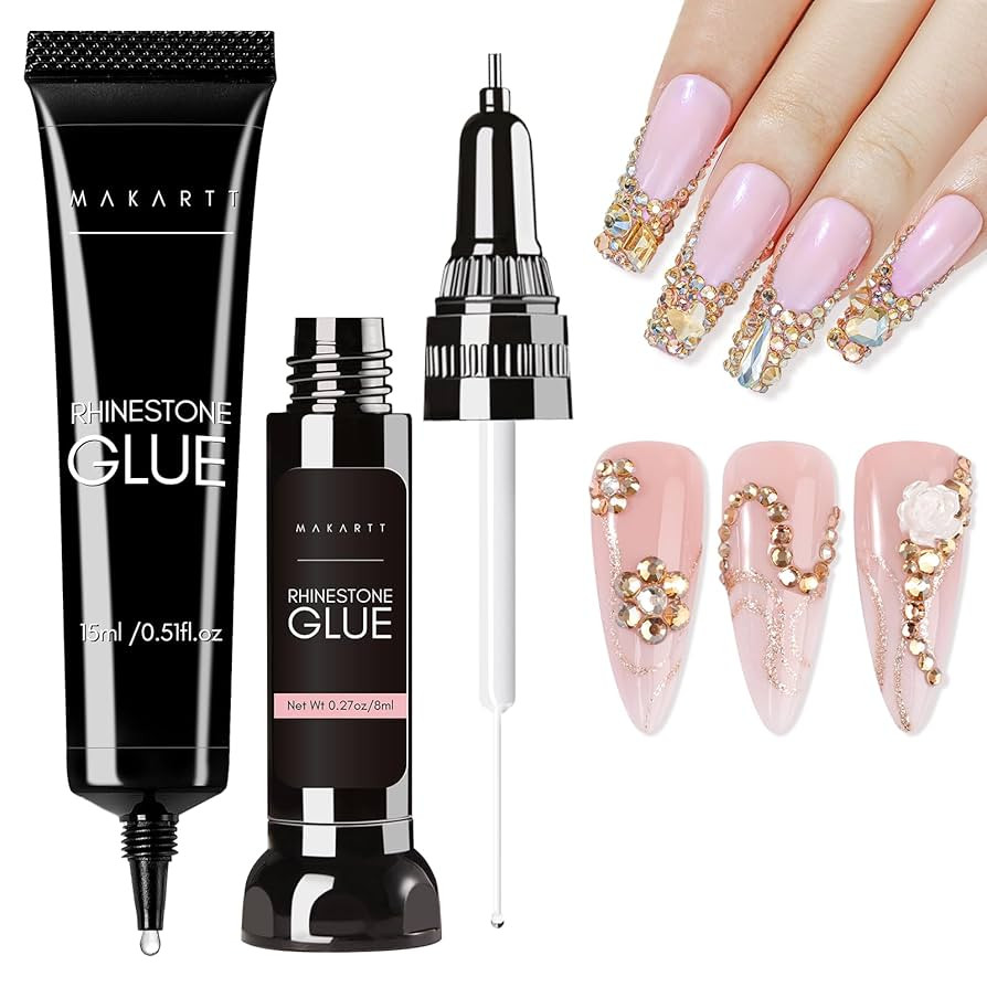Makartt Nail Rhinestone Glue Set - Gel Nail Glue for Rhinestones, 3D Art Design Super Strong Adhe... | Amazon (US)