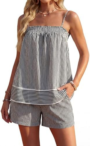 Blooming Jelly Women Two Piece Lounge Sets Camisole Tops Matching Short Sets Summer Vacation Outf... | Amazon (US)