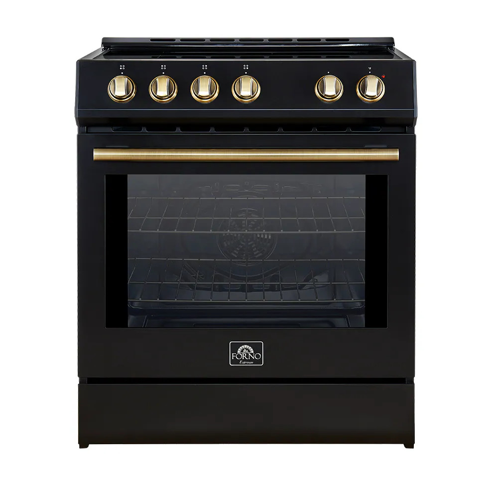 FORNO Leonardo Espresso 30-in 4 burners 5-cu ft , Convection Oven Freestanding Single Induction Range ( Black ) Stainless Steel | FFSIN0982-30BLK | Lowe's