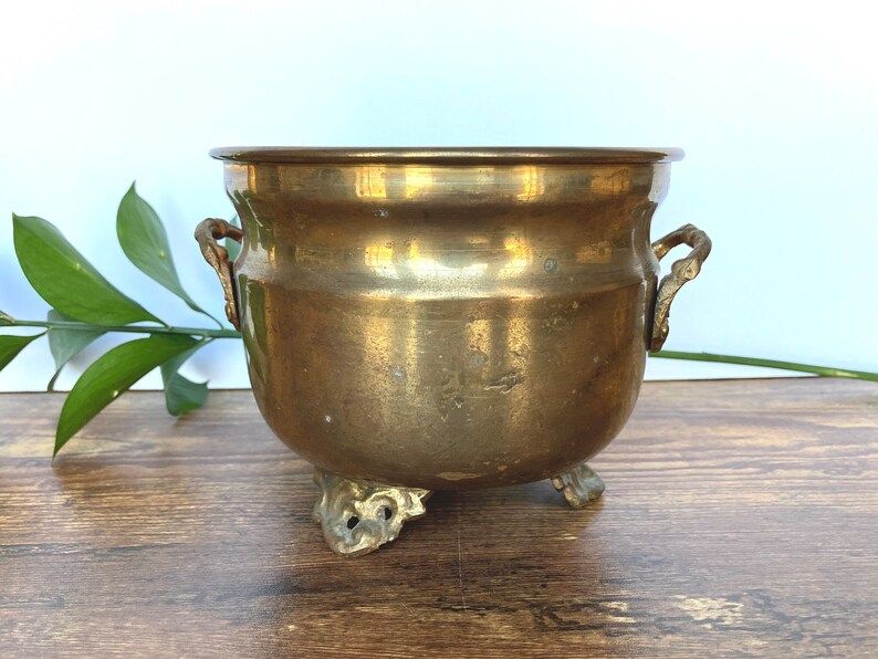 Brass Planter - Vintage Planter - Small Vintage Flower Pot | Etsy (US)