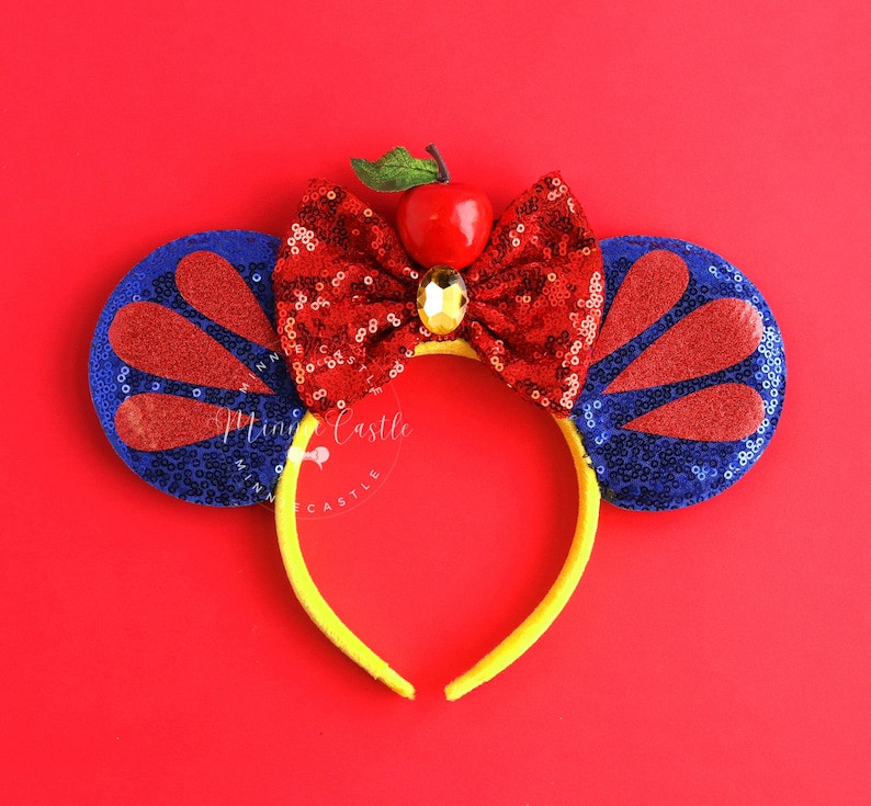 Snow Princess ears, Mickey Ears, Princess Mouse Ears, Minnie Ears, White Snow Princess Mickey ear... | Etsy (US)