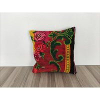 Rose Kilim Pillow Cover 16x16 -Floral -Colorful -Vintage Throw -Unique -Antique -Handwoven | Etsy (US)