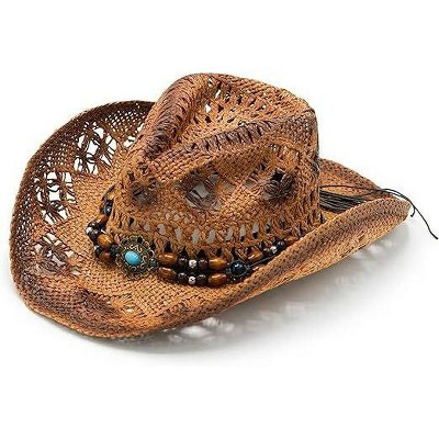 4E's Novelty Brown Straw Cowgirl Hat for Women Raffia Straw | Womens Summer Cowboy Hat | Stylish Beachy Cowgirl Hat | Target