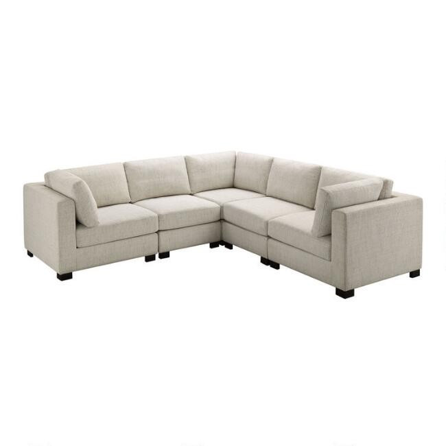 Cream Track Arm Hayes 5 Piece Square Modular Sectional Sofa
                    
						
								
... | World Market