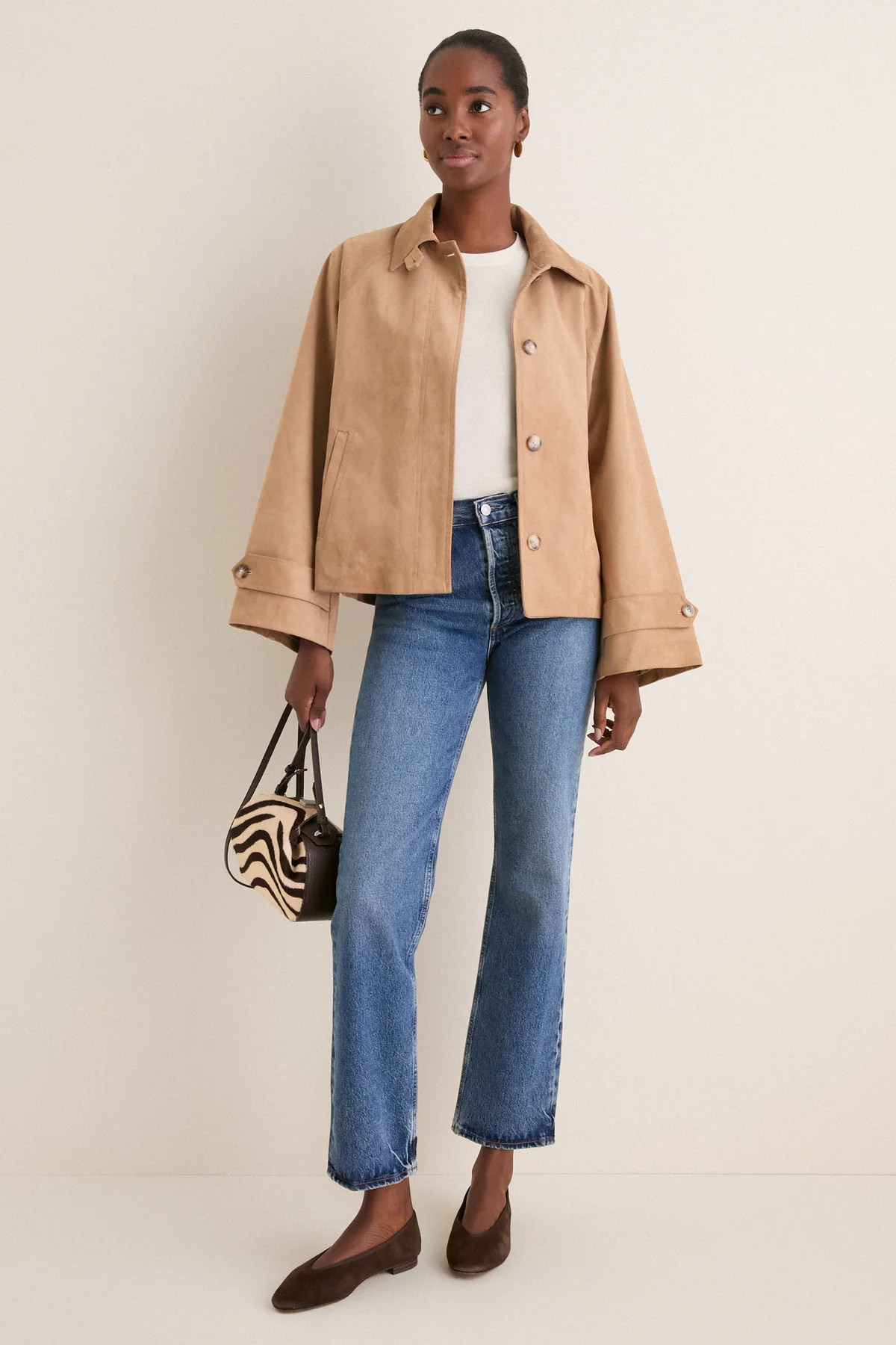 Camel Suede Drew Short Trench Coat | Tuckernuck (US)
