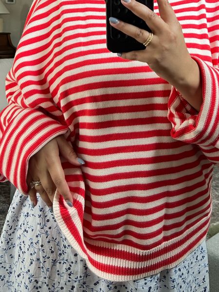 The most perfect red and white sweater 🤭 (also comes in green and white stripe) 