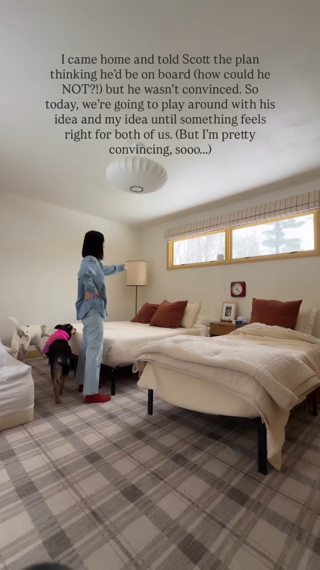 I came home and told Scott the plan thinking he’d be on board (how could he NOT?!) but he wasn’t convinced. So today, we’re going to play around with his idea and my idea until something feels right for both of us. (But I’m pretty convincing, sooo…..)