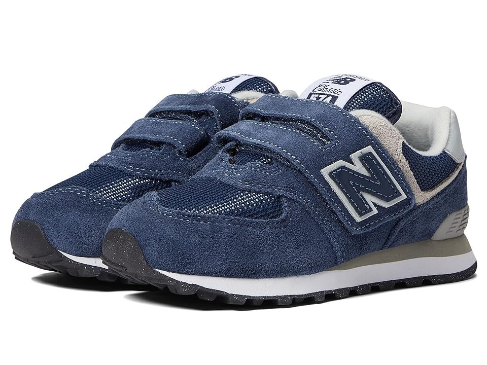 New Balance Kids 574 (Little Kid) Boy's Shoes Navy/White 1 : 10.5 Little Kid M, Suede/Fabric | Zappos