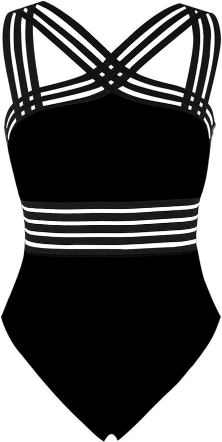 Hilor Women's One Piece Swimwear Front Crossover Swimsuits Hollow Bathing Suits Monokinis | Amazon (CA)