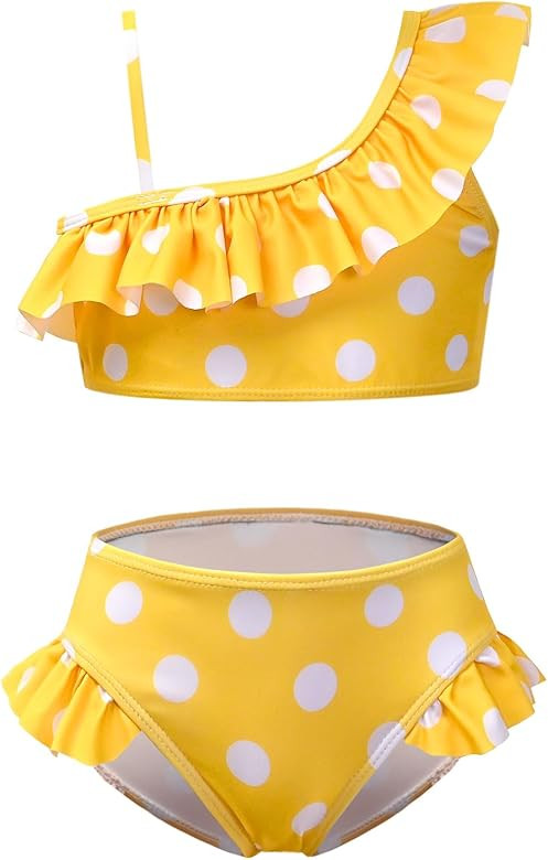 CHILDRENSTAR Girls One Shoulder Swimsuits Kids Two Piece Bathing Suits Beach Pool Swimwear | Amazon (US)