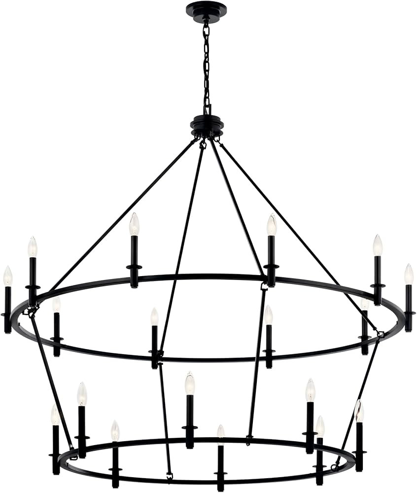 KICHLER Carrick 18-Light 2-Tier Chandelier, Updated Traditional Light in Black, Sloped Ceiling Co... | Amazon (US)