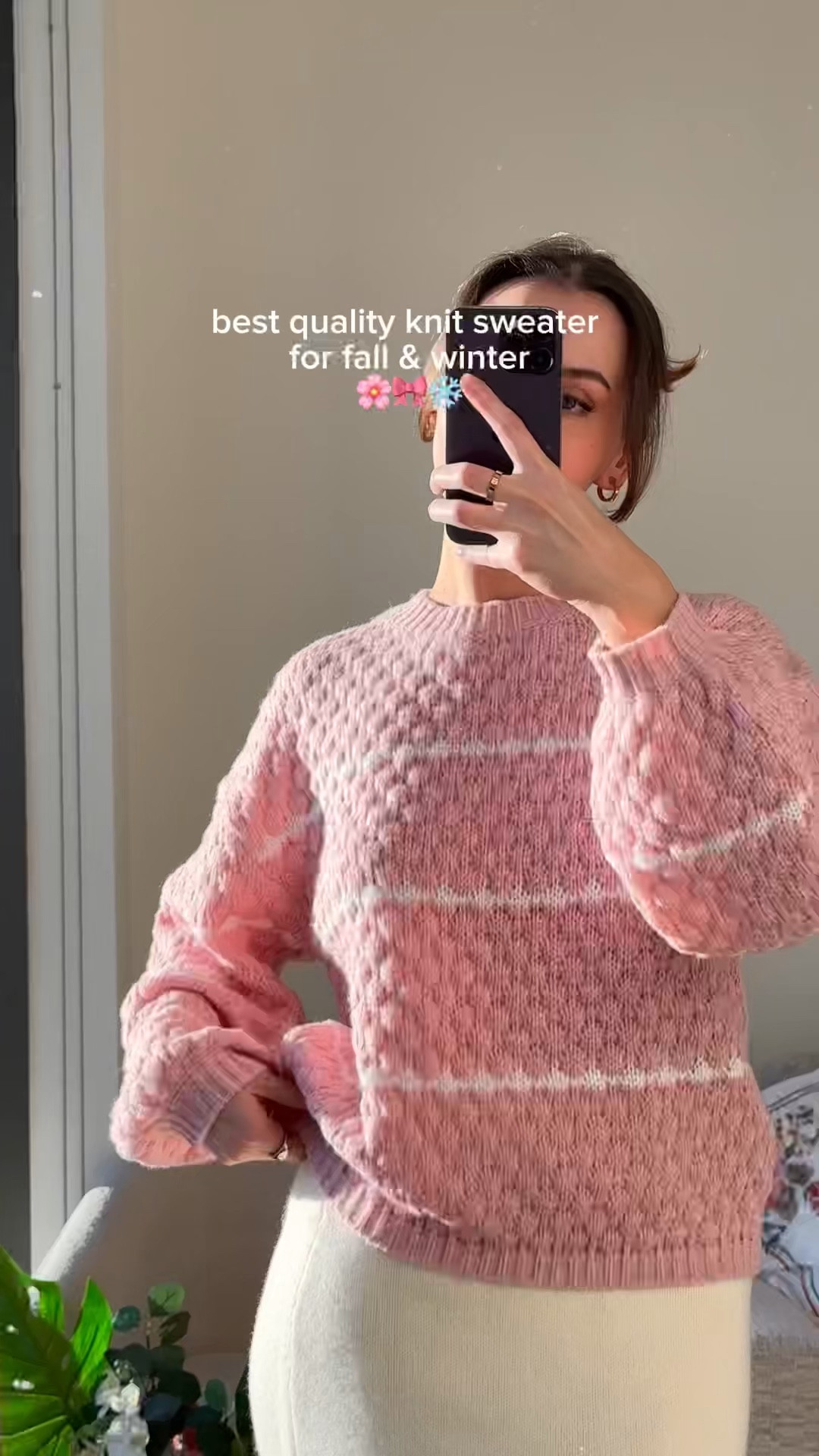 Best Quality Knit Sweater For Fall & Winter 🎀🩷🌸

• has stretch 
• thick knit 
• comes in other colors 
• true to size (I’m wearing a S) 
• relaxed fit

[pink outfit ideas, striped crewneck pullover sweater, apres ski, girly aesthetic, feminine outfit inspo, pastel outfit ideas, trendy winter fashion, gift ideas for her, christmas gift, clothing wardrobe essentials] 

#LTKWatchNow #LTKStyleTip #LTKSeasonal