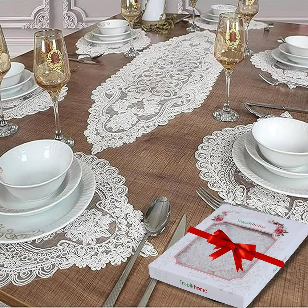 Table Runner and Placemats Sets of 6 - Stylish Durable Placemats Set of 6 - for Gift Lace Table Runn | Amazon (US)