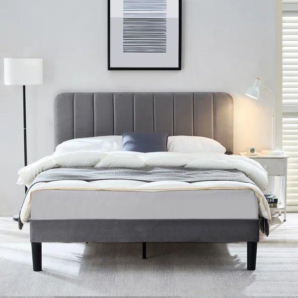 Auxter Upholstered Platform Bed Frame with Adjustable Headboard No Box Spring Needed | Wayfair North America