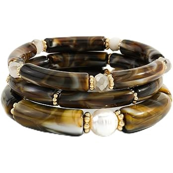 3 Pcs Stacking Bangle Set for Men Women, Stretchable Bracelet Set Lightweight Statement Bangles J... | Amazon (US)