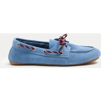 M&S Suede Contrast Slip On Flat Boat Shoes Blue | Marks & Spencer (UK)