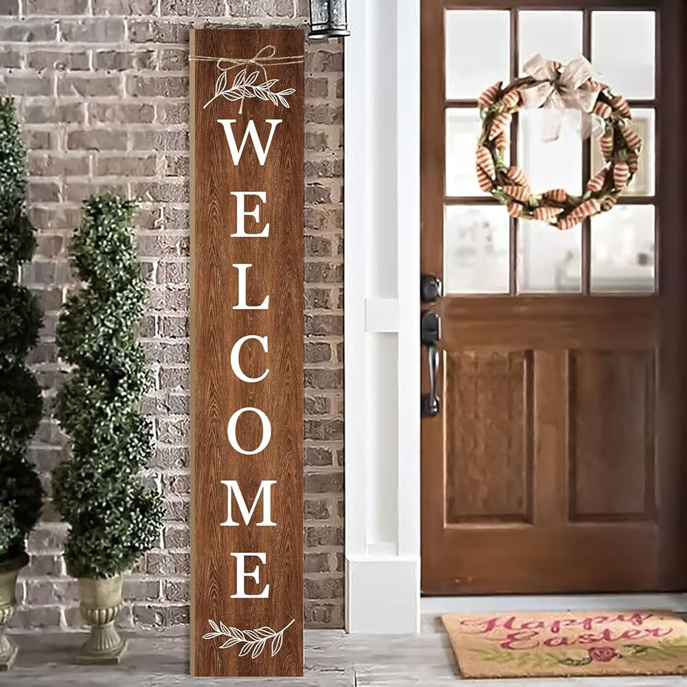 Welcome Porch Sign Decor Wooden Hanging Sign Door Porch Standing Decorative Signs Plaques for Fro... | Amazon (US)