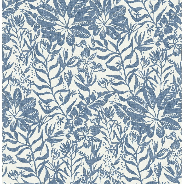 Nuwallpaper Blue Foliole Peel & Stick Wallpaper | Walmart (US)
