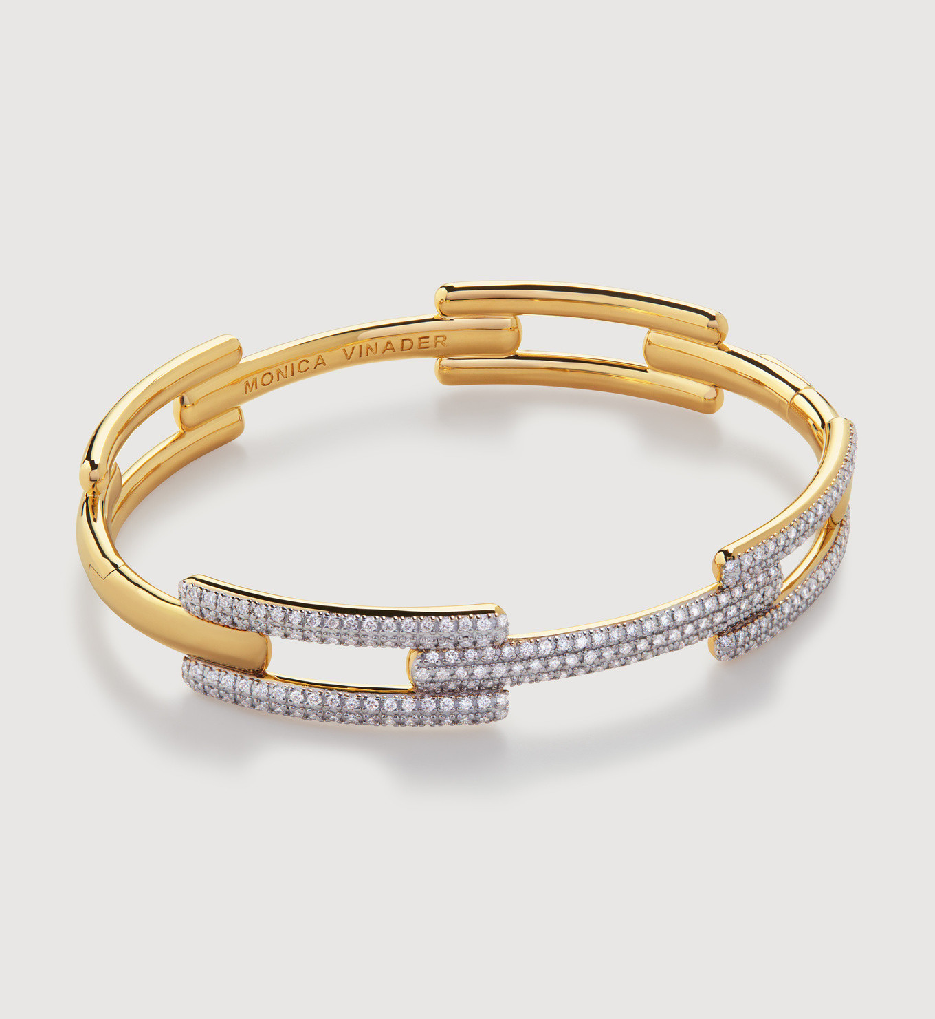 Lab Grown Diamond Full Pave Signature Link Bangle | Monica Vinader (US)