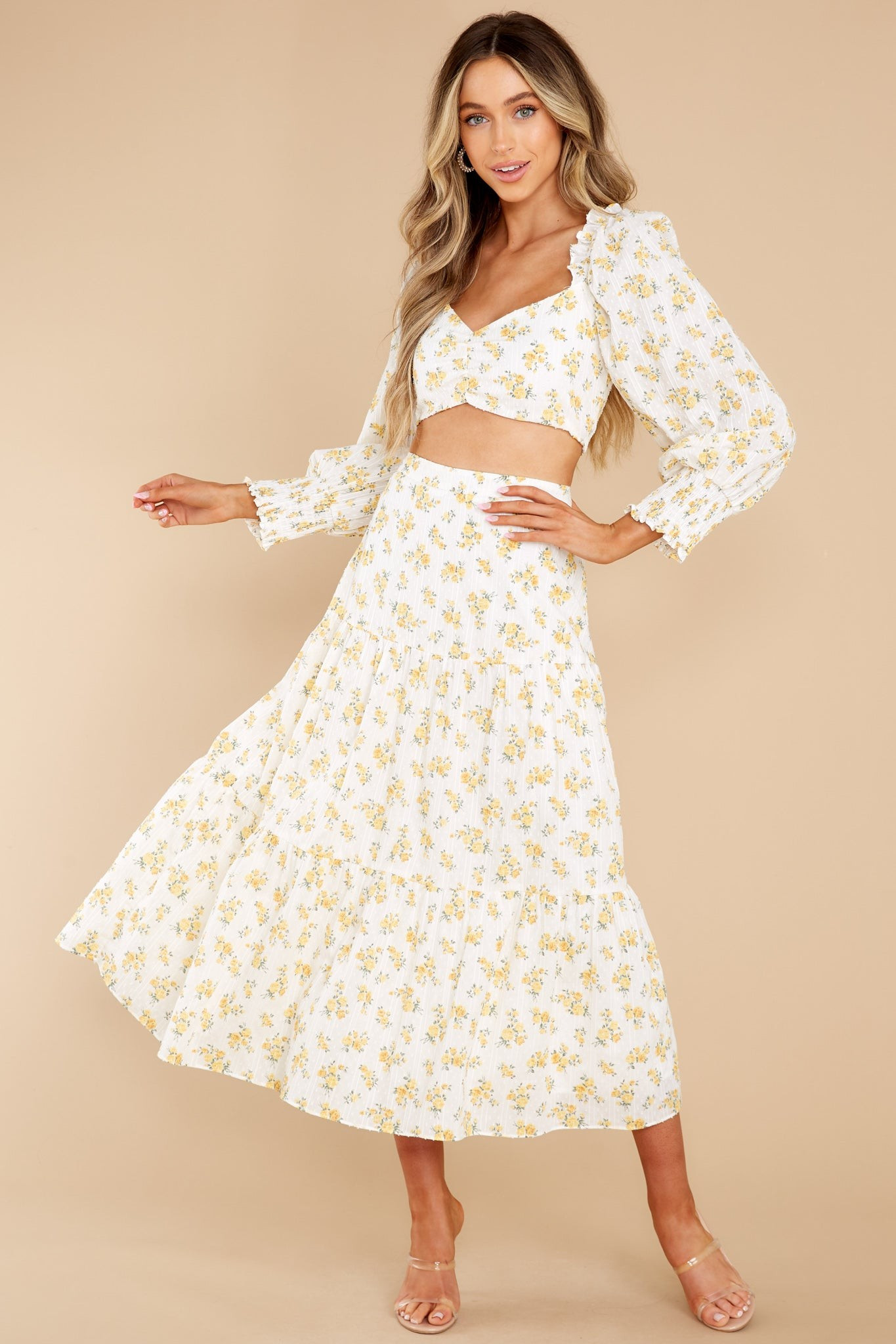 In Your Arms White And Yellow Floral Print Top | Red Dress 