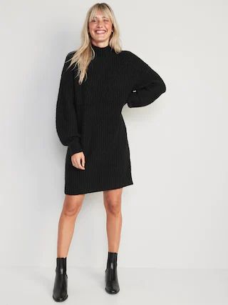 Long-Sleeve Mock-Neck Mini Sweater Shift Dress for Women | Old Navy (US)