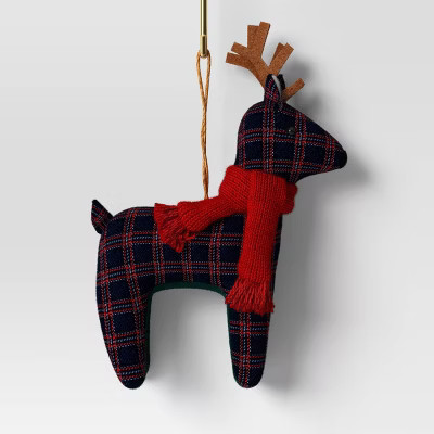 Christmas Fabric Deer Ornament Blue Plaid - Wondershop™ | Target