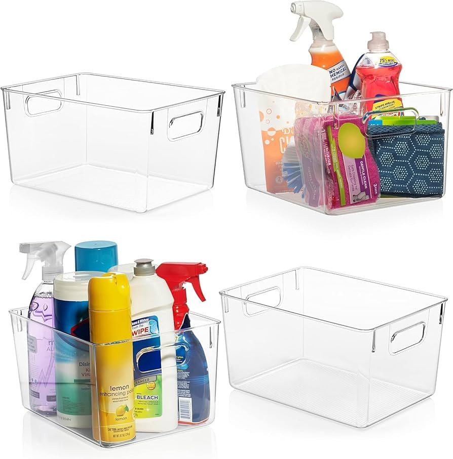 ClearSpace Clear Plastic Storage Bins – Pantry Organizers & Storage Containers, Cabinet Organiz... | Amazon (US)