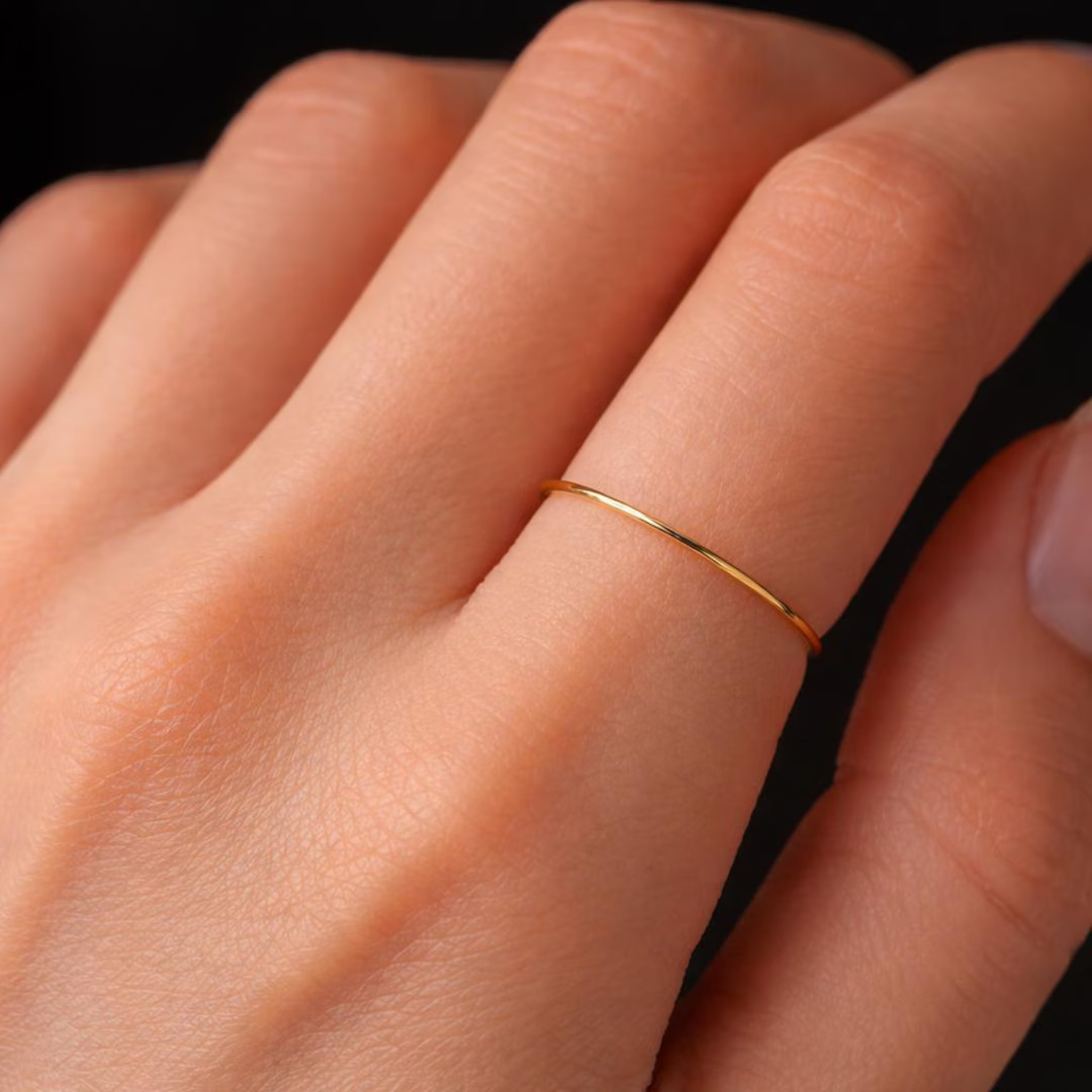 Ultra Thin Gold Stacking ring, super skinny, slender, extra thin, thinnest, tiny ring, 14k gold f... | Etsy (US)