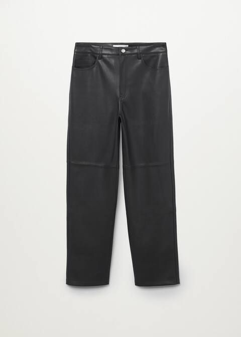 Leather-effect straight trousers | MANGO (UK)