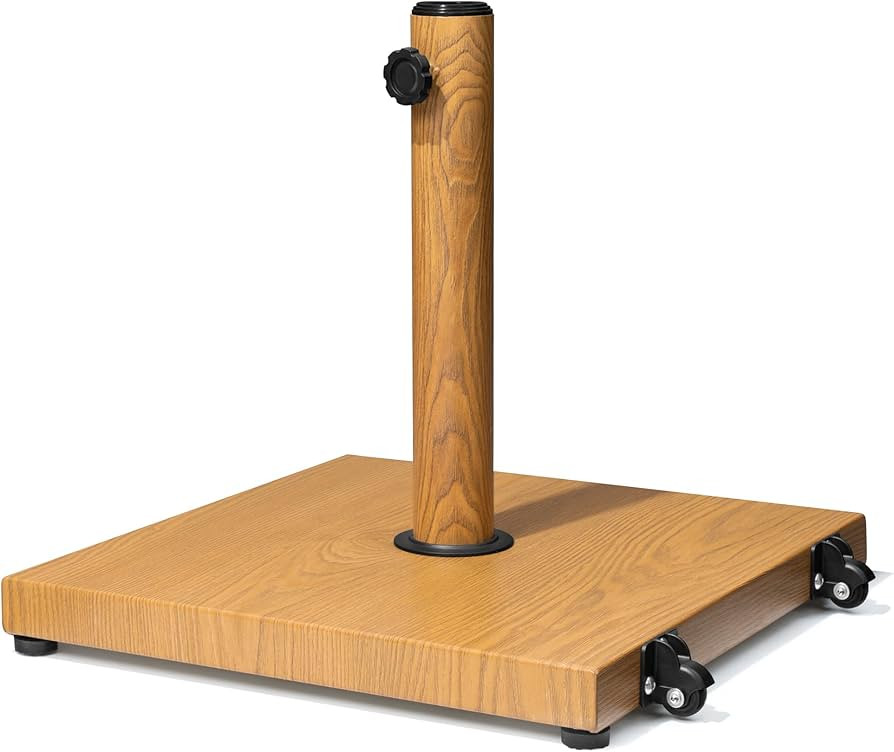 Patio Umbrella Base 43lbs Outdoor Umbrella Stand with Wheels, Heavy Duty Square Concrete Stand Ma... | Amazon (US)