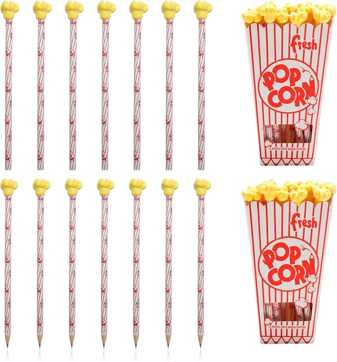 48 Pcs Popcorn Pencil Popcorn Cap Erasers Detachable Erasers Cute Fun Novelty Food Erasers for St... | Amazon (US)