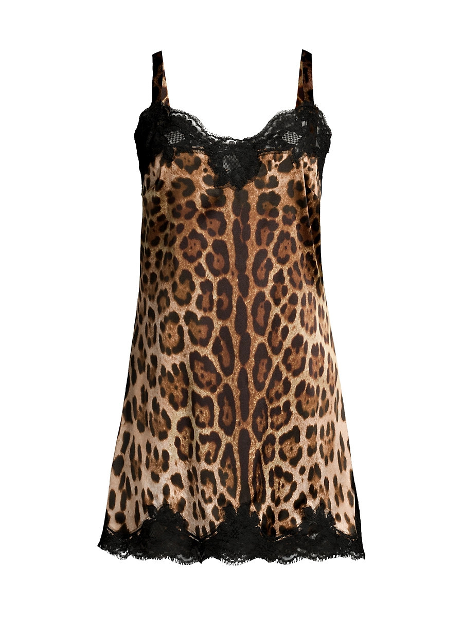 Women's Cheetah Print & Lace Silk Slip Dress - Leopard - Size Small | Saks Fifth Avenue