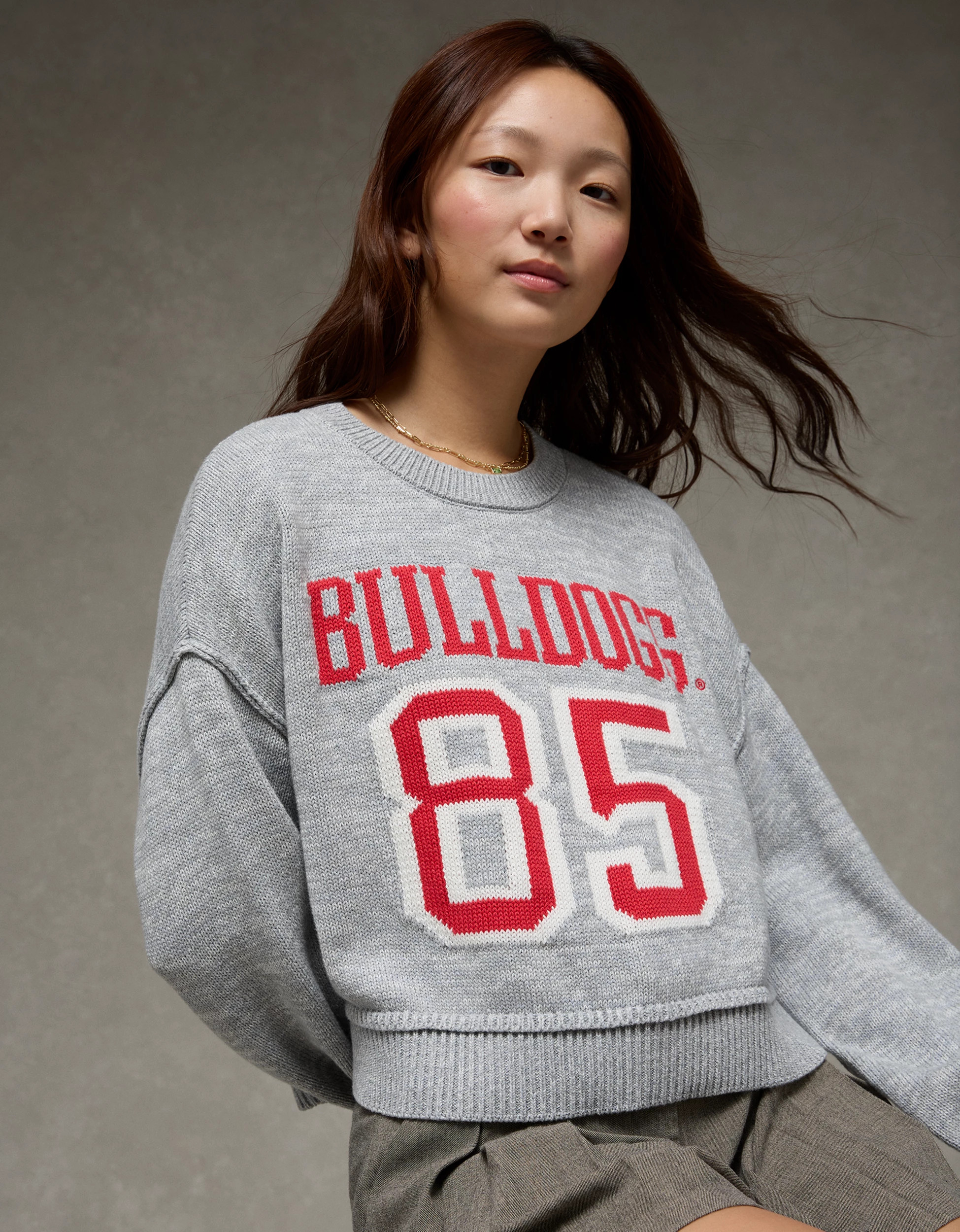 AE Georgia Bulldogs Cropped Sweater | American Eagle Outfitters (US & CA)