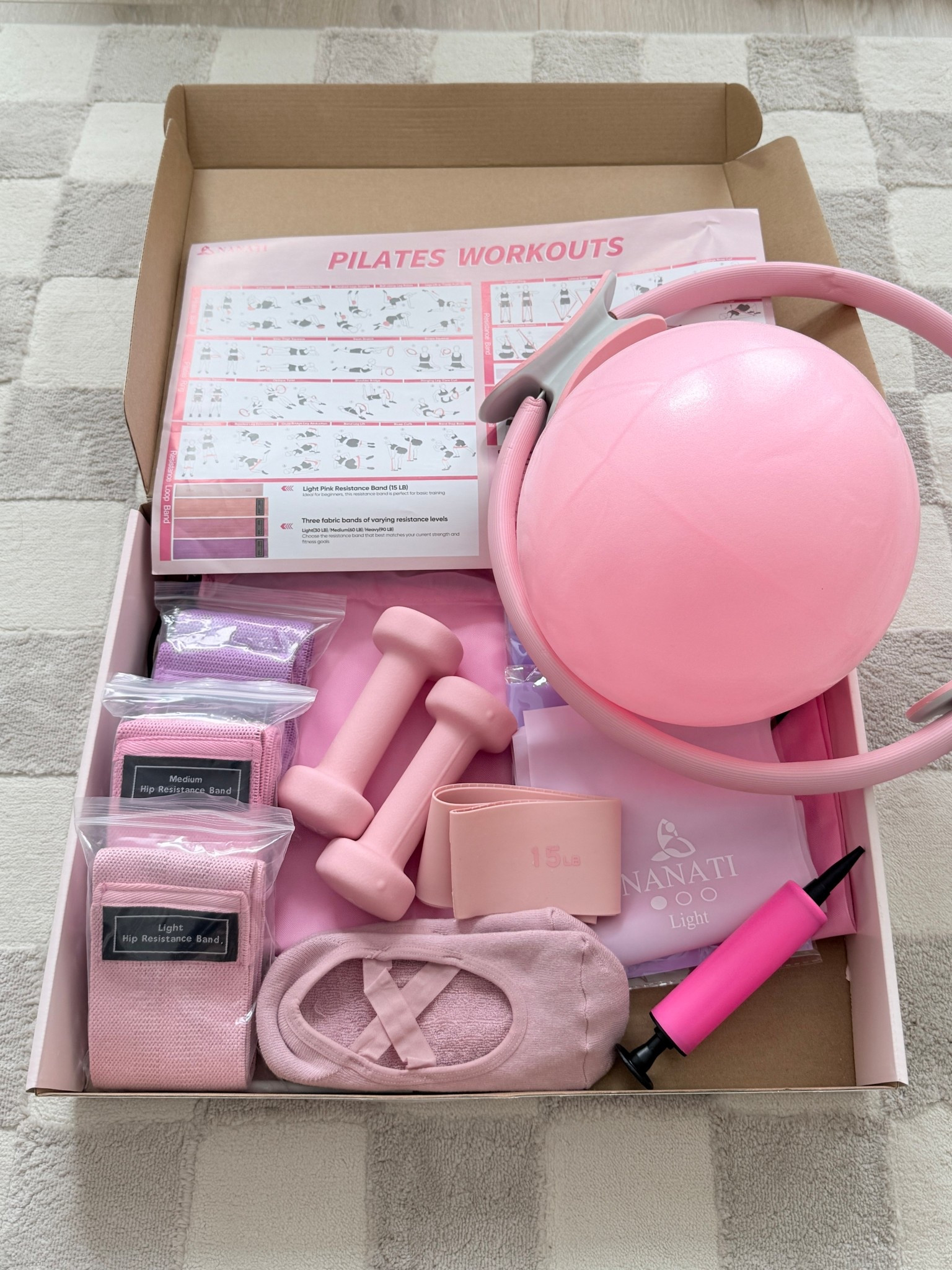 Got my at-home Pilates kit for winter virtual workouts. Because I’m not leaving the abode until New England Spring comes and STAYS. 

This basic set has a flexible ring, inflatable ball, 2 weights, 2 sets of resistance bands, grippy socks, and resistance loop band. It’s all the equipment I need for barre, yoga, and Pilates from the comfort of my home. 🫶🏼🎀🌸💗And it’s pink bc I’m in this stage of romanticizing life✨🌷

#LTKselfcare #LTKActive #LTKfitnessgoals