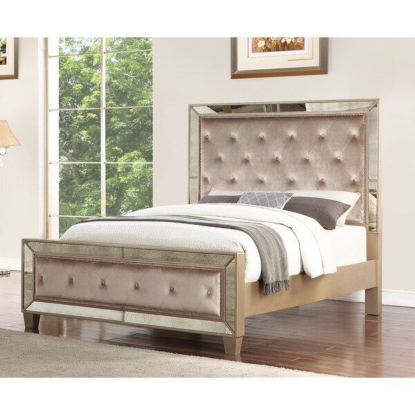 Abbyson Chateau Mirrored Tufted Bed | Bed Bath & Beyond