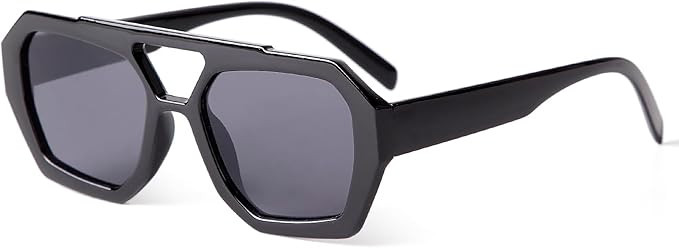 ADE WU Trendy Square Aviator Sunglasses for Women Thick Frame Double Bridge Geometric Sun Glasses | Amazon (US)