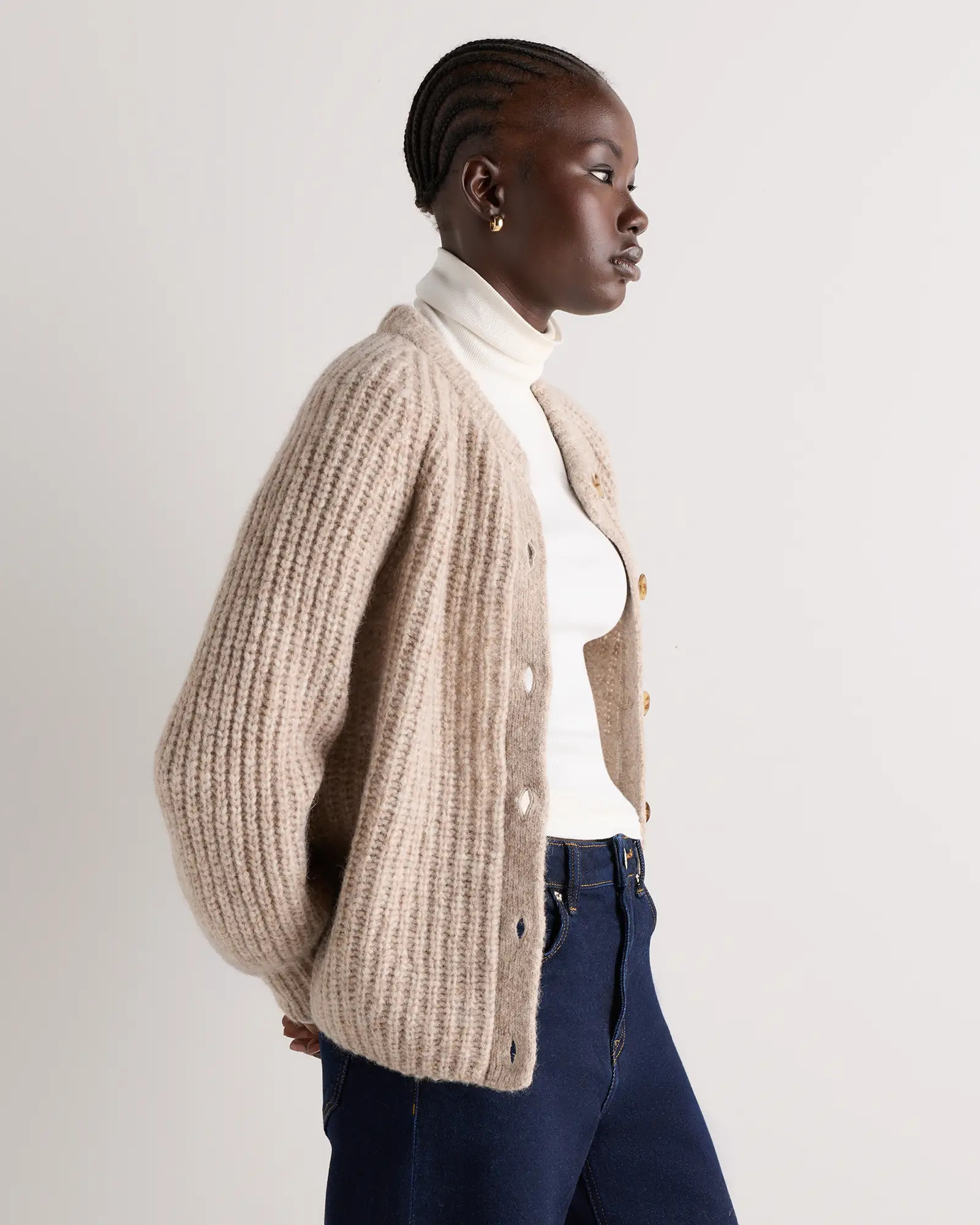 Lofty Baby Alpaca Chunky Crew Cardigan | Quince