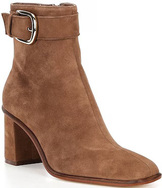 Velma Suede Buckle Hardware Dress Booties | Dillard's