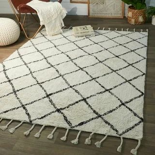 Petre Moroccan Shag Area Rug (7'10" x 9'3" - White) | Bed Bath & Beyond
