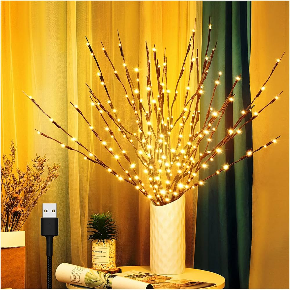 3 Pack Twig Lights, Prelit Branches, USB Plug in Branches Lights with 60 LED Bulbs, Romantic Deco... | Amazon (US)