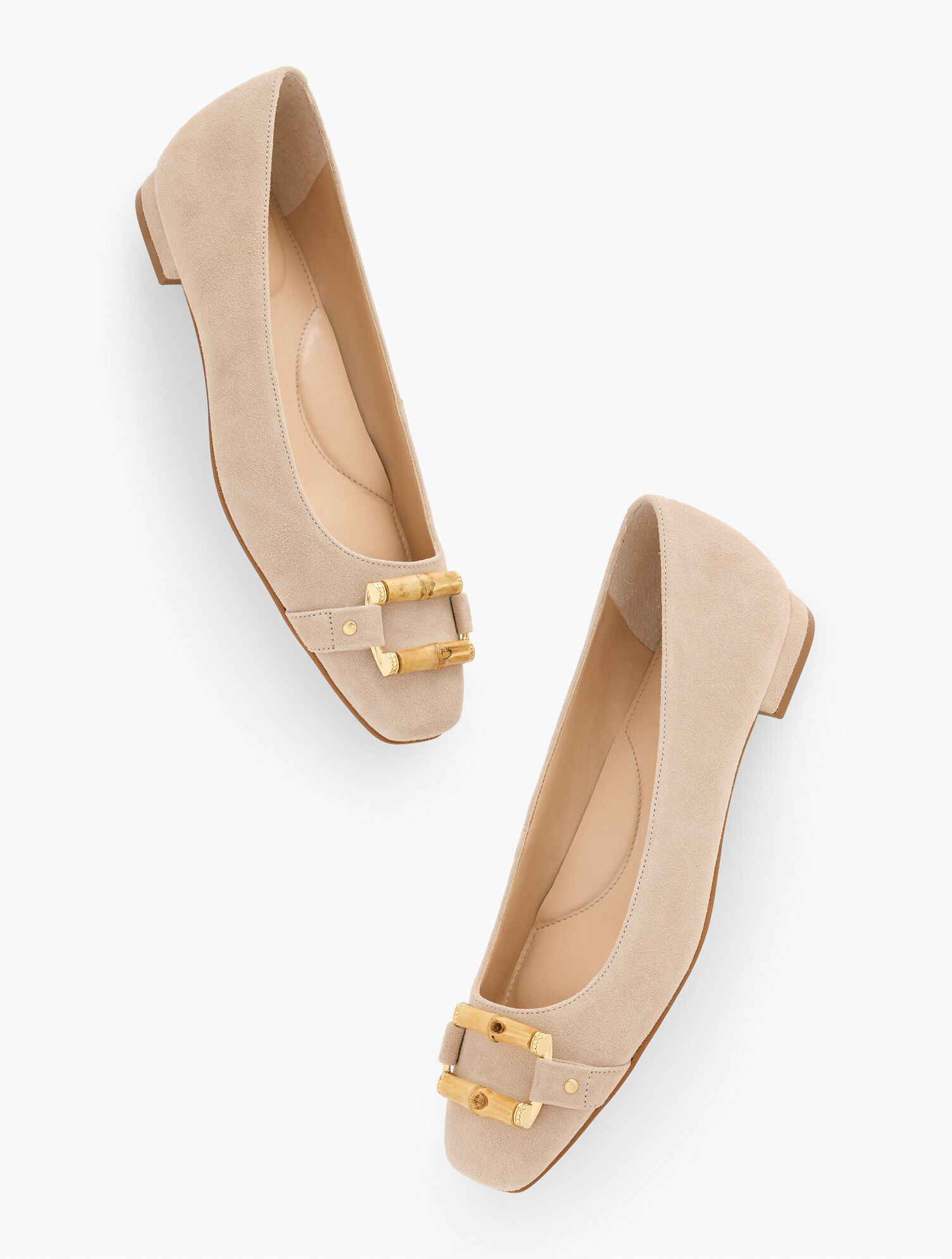 Sutton Bamboo Buckle Suede Flats | Talbots