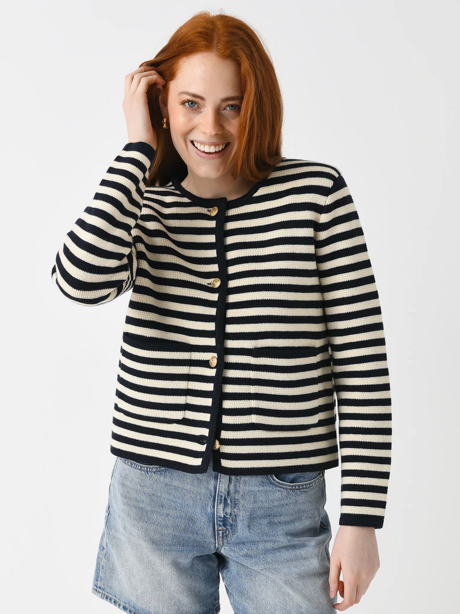 Alex Mill Women's Paris Stripe Sweater Jacket | Saint Bernard