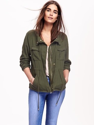 Old Navy Linen Blend Field Jacket For Women Size L - Crocodile tears | Old Navy US