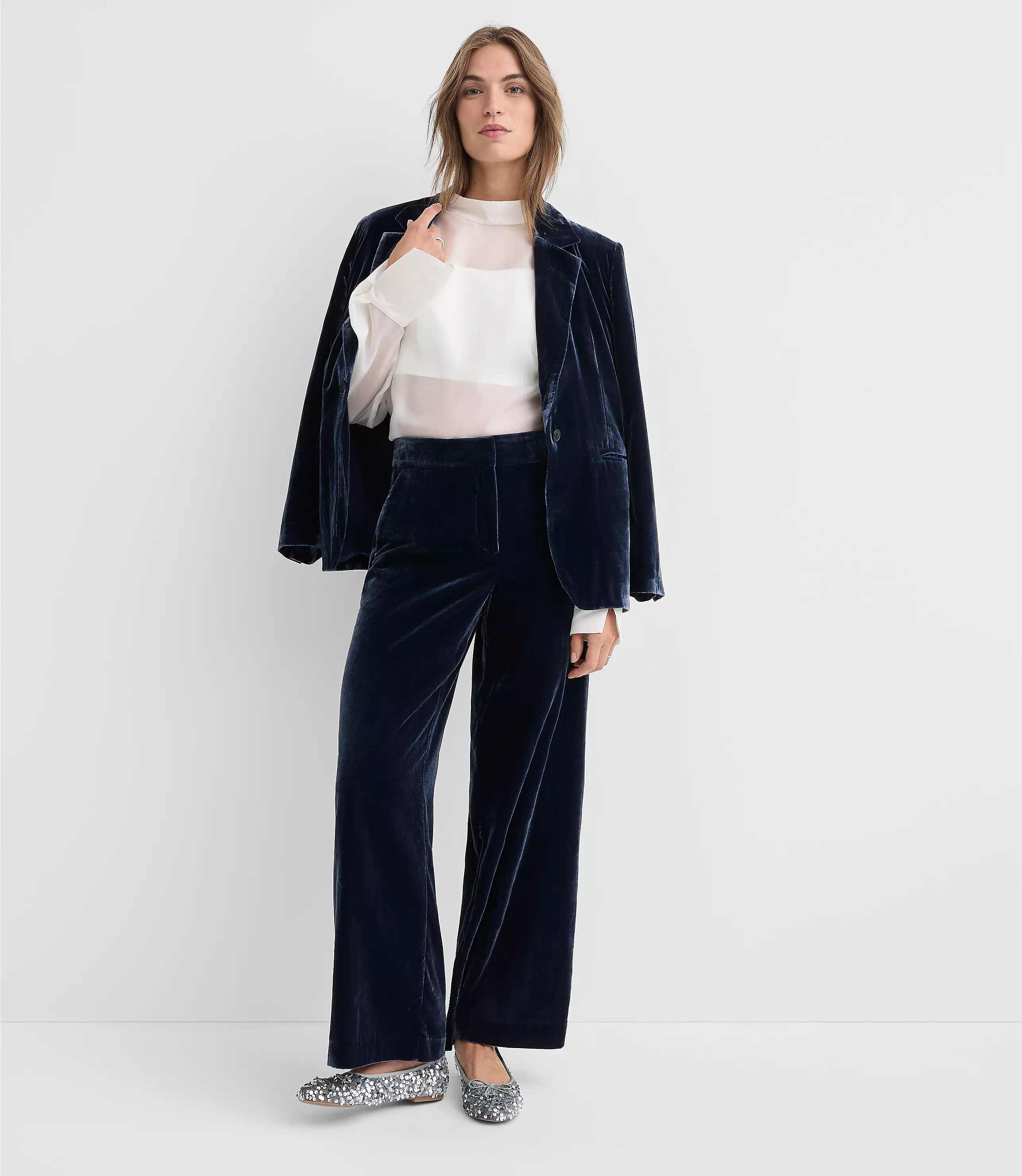 Clean Wide Leg Pants in Velvet | LOFT