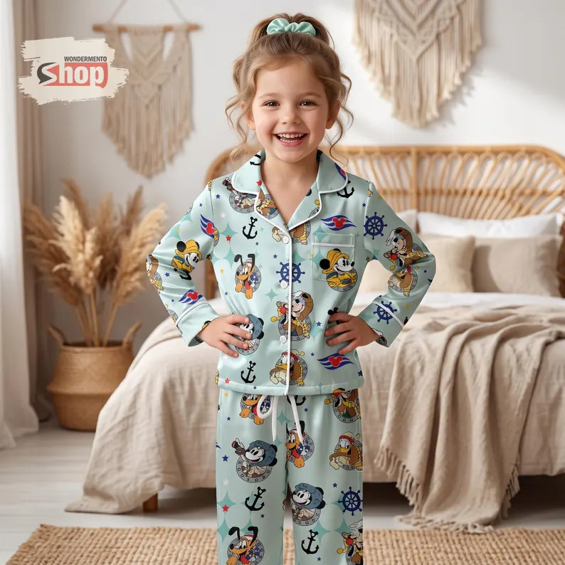 Alaska Disney Cruise Kids Satin Pajamas Set, Mickey and Friends Toddler Long PJs, Family Matching... | Etsy (Global)